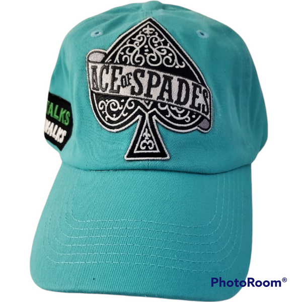 Ace of spade patched teal aqua blue dad hat